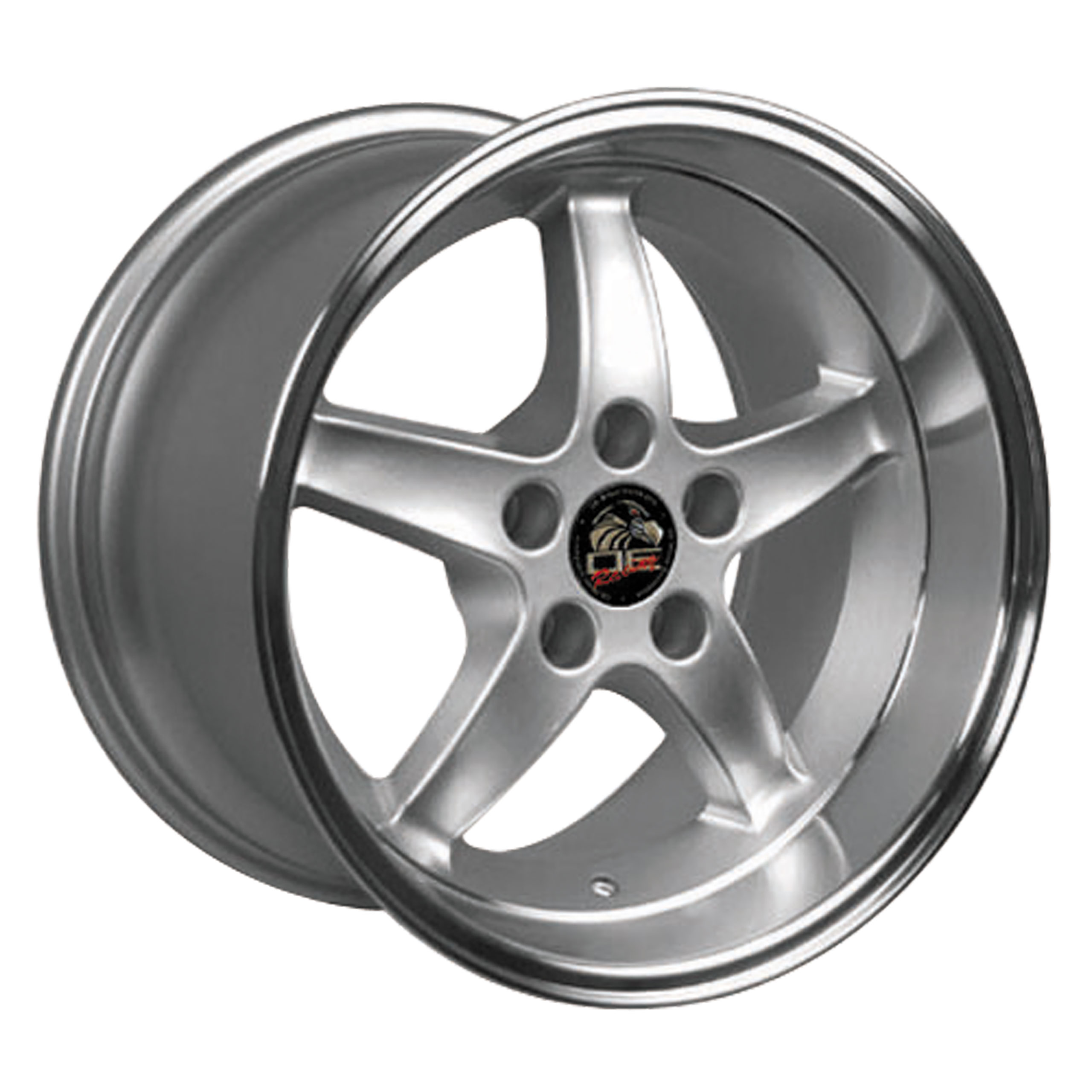 1994-04 Mustang C4-C5 Cobra R Deep Dish Wheel Silver Machined Lip 17x105 Rears Only CA-MA23027 