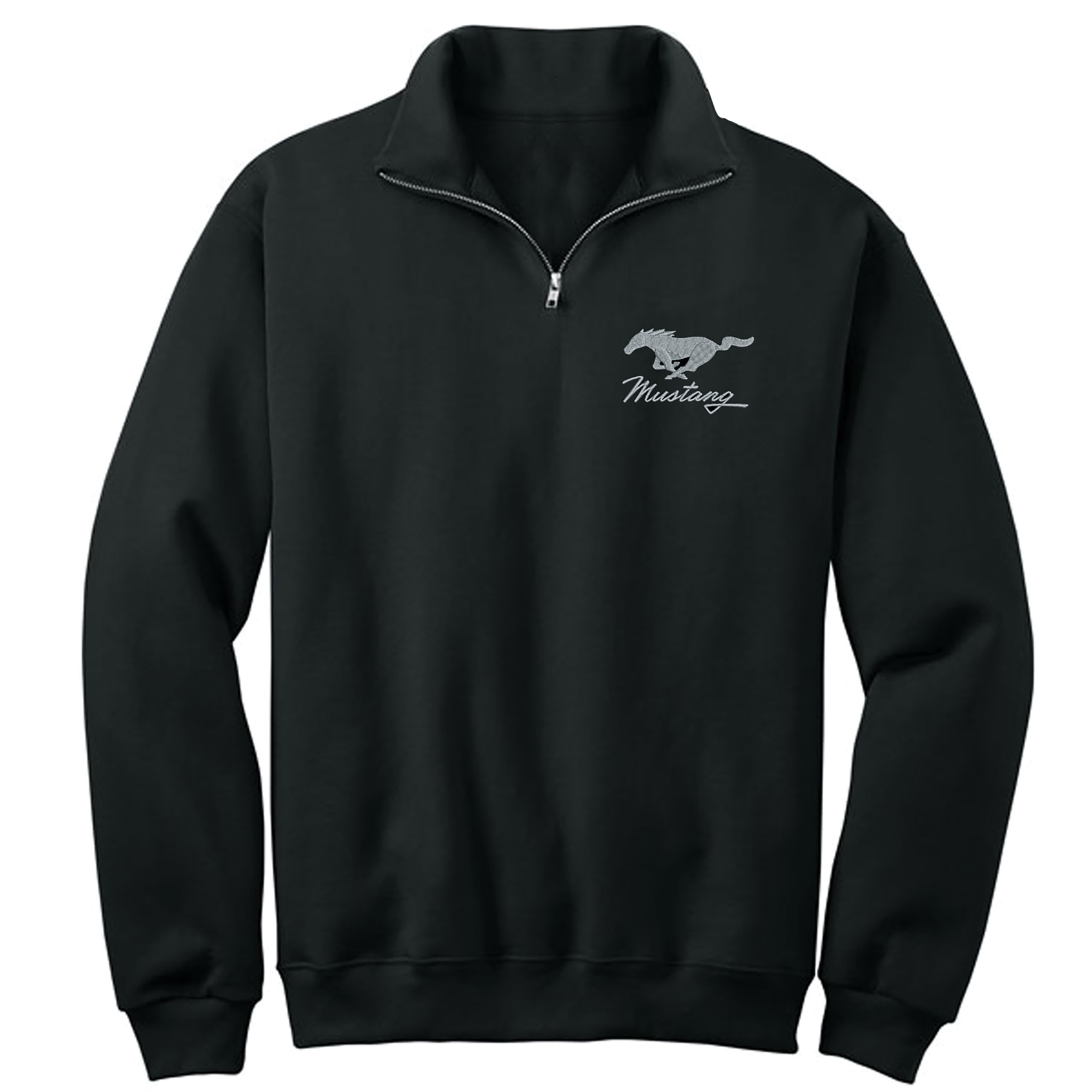 1/4 Zip Fleece W/Logo & Script Black Large For 1964-2021 Mustang