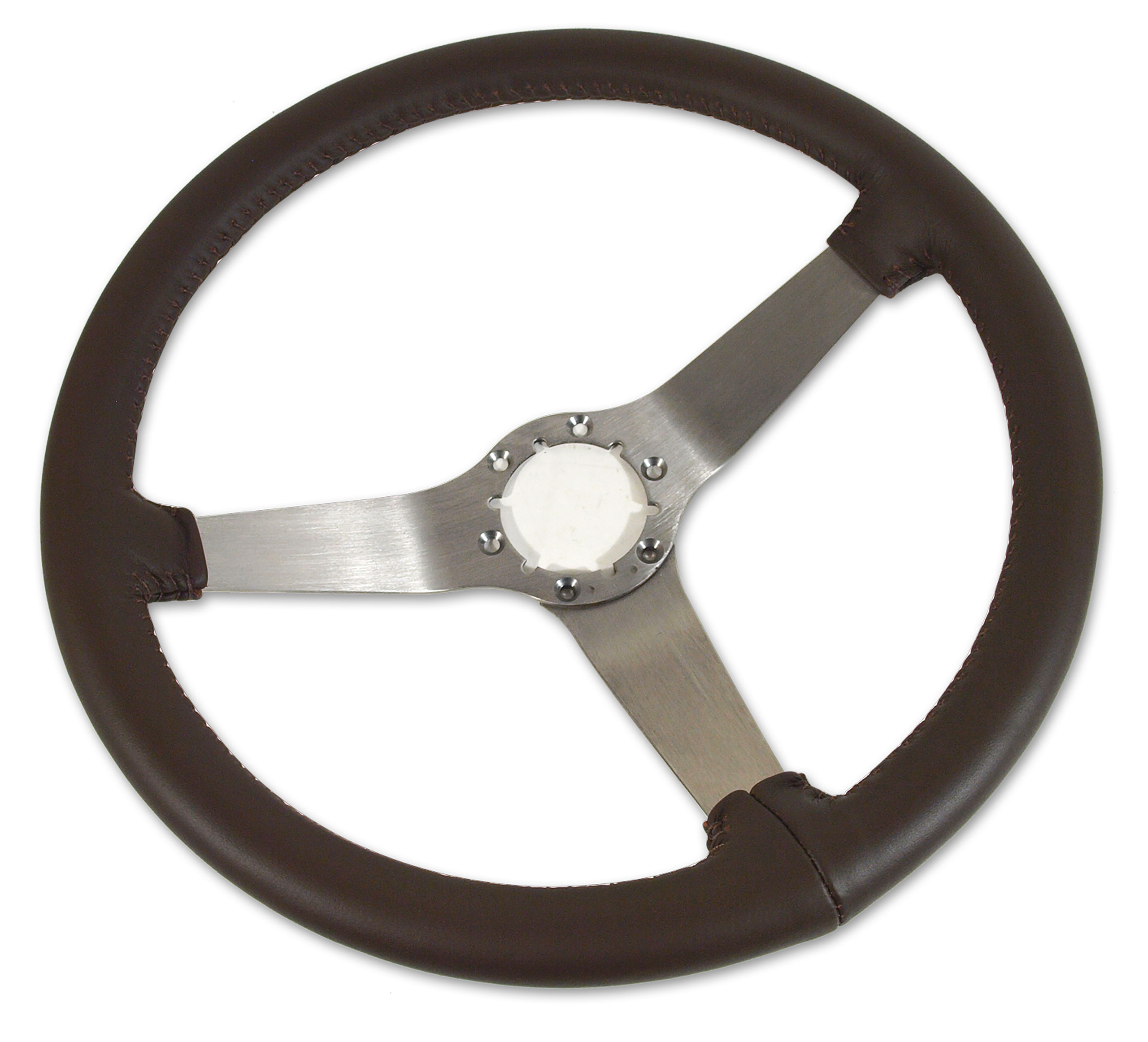 1977-1978 Corvette C3 Steering Wheel Dark Brown Leather Satin Spokes CA-X23755