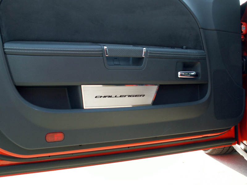 2009-2014 Dodge Challenger Door Badge Plate Brushed/Carbon