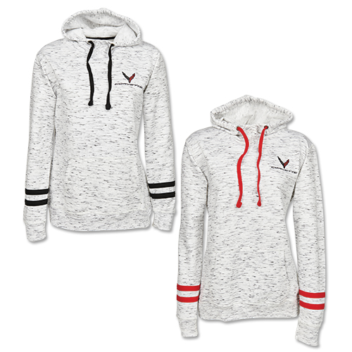 2020-2024 C8 Corvette Ralph White Ladies Melange Hoodie-RPIDesigns.com