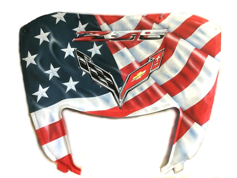 C7 Z06 and Stingray Corvette Custom Airbrushed Hood Liner - American Pride Style