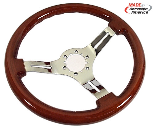 1968-1982 C3 Corvette Mahogany/Chrome3 Spoke Steering Wheel