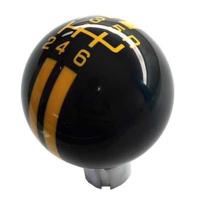 C6 Corvette Shift Knob Black With Yellow Racing Stripes and Shift Pattern