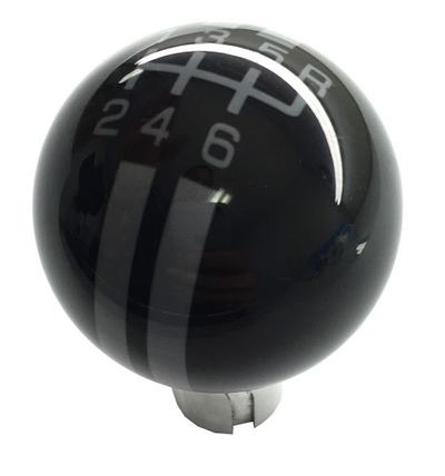 C6 Corvette Shift Knob Black With Silver Racing Stripes and Shift Pattern