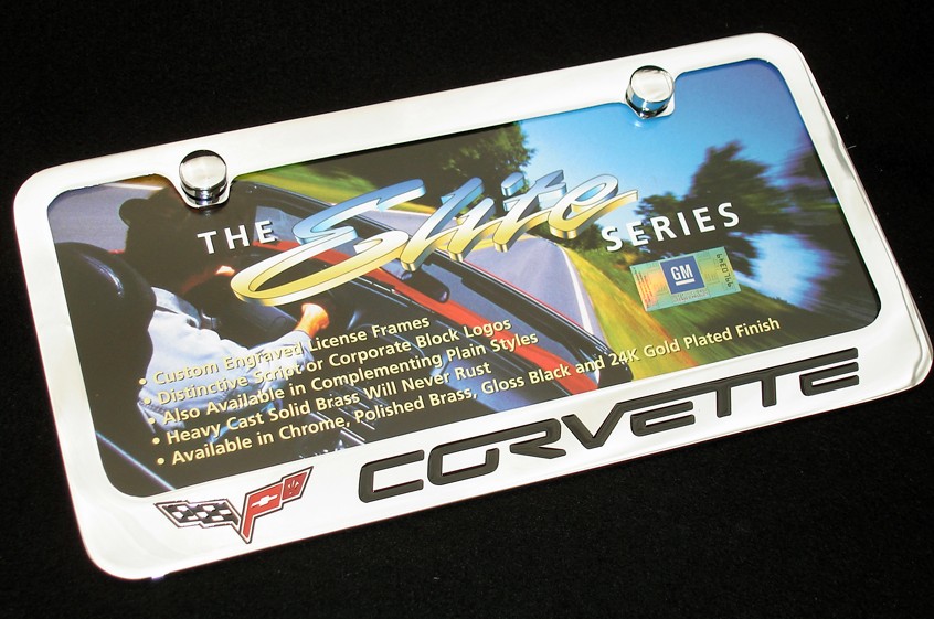 c6 corvette chrome license plate frame