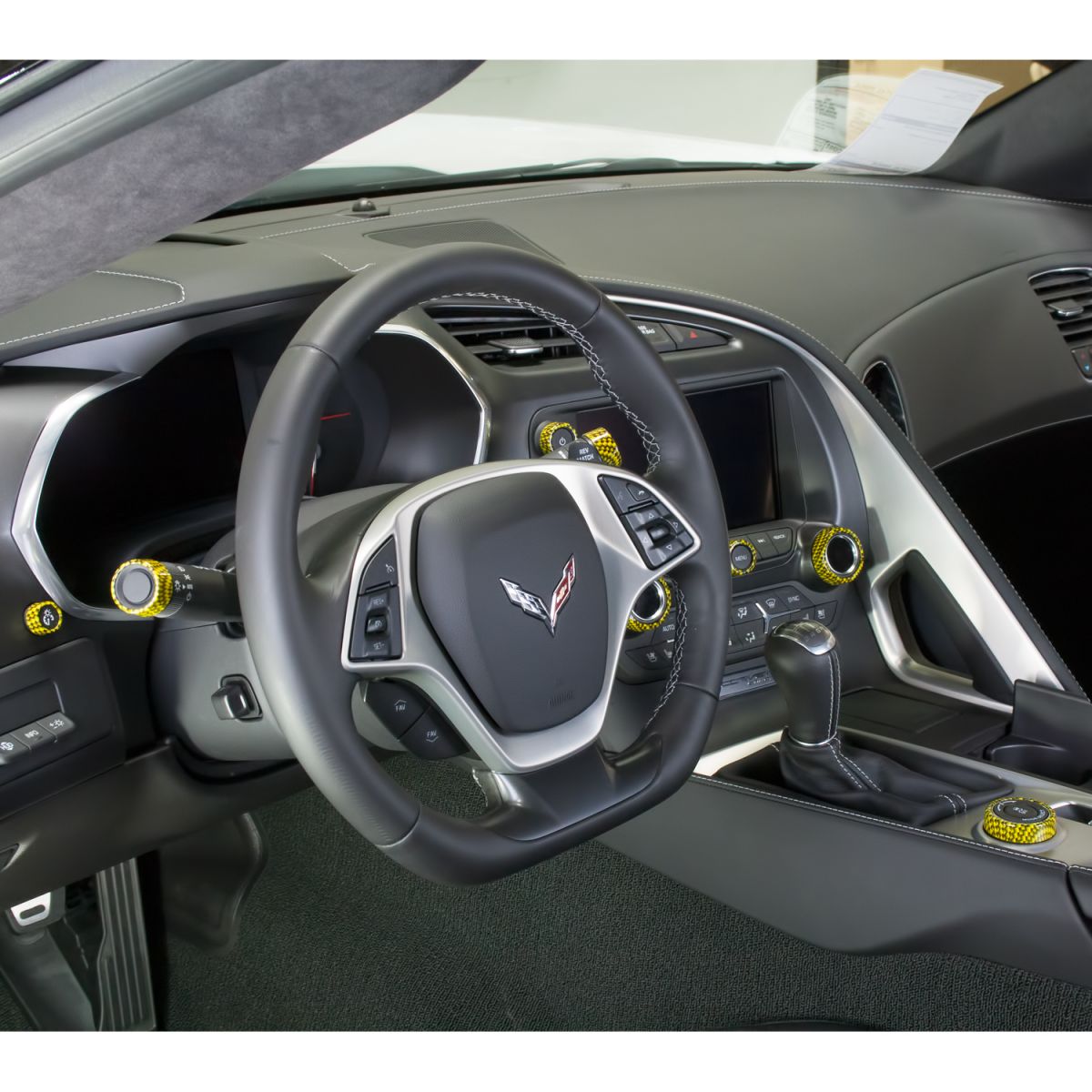 C7 Corvette Interior Knob Kit Carbon Fiber Color Matched