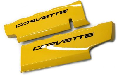 C7 Corvette Fuel Rail Covers in Velocity Yellow and Black Letters 122