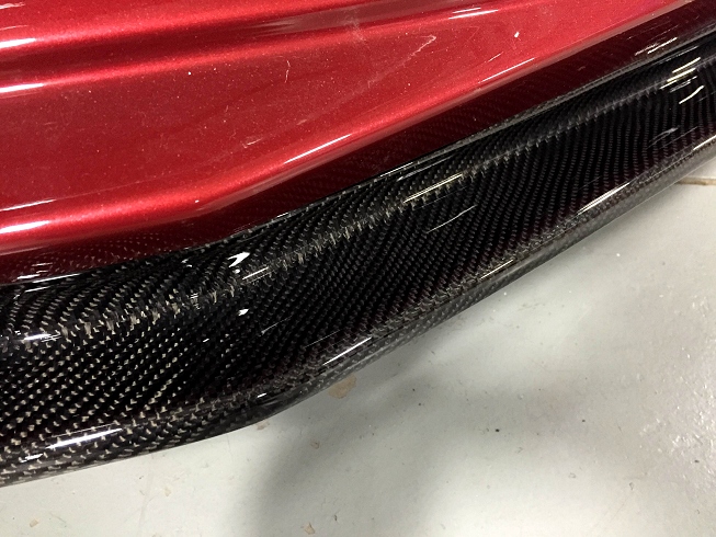 Close up view of Carbon Fiber Front Splitter