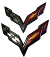 C7 Corvette Carbon Fiber Crossed Flag Emblems