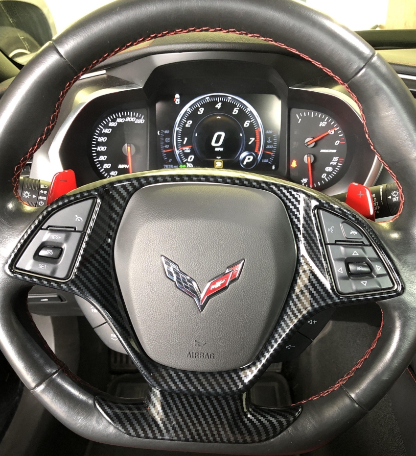 Performance Corvettes Corvette C7 Z06 ZO6 Grand Sport High Gloss Carbon Fiber Lower Steering Wheel Cover OEM GM 2015 