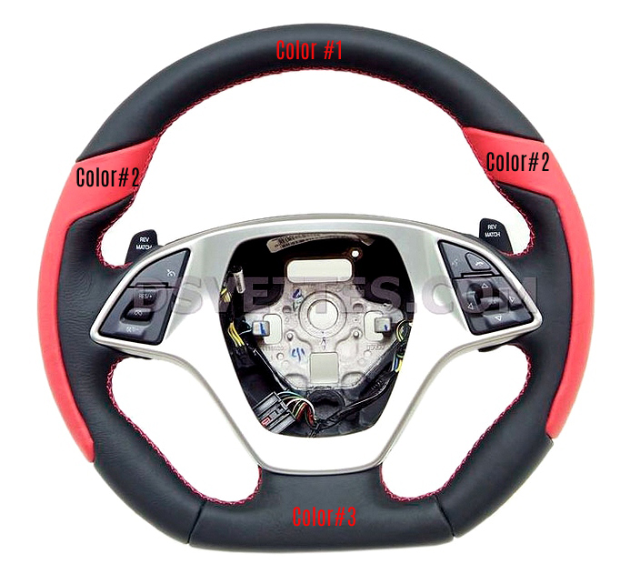 C7 Corvette Stingray D-Style Leather Wrapped Steering Wheel