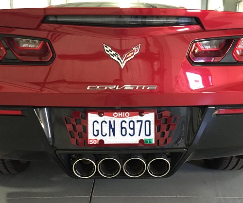 C6 Corvette Painted License Plate Frame Flag Design
