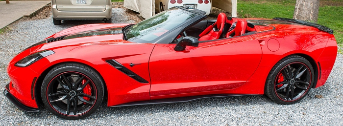 Side View of C7 Stage 2 front splitter and z06 side skirts