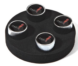 C7 Corvette Stingray Valve Stem Caps with Crossed Flags Logo