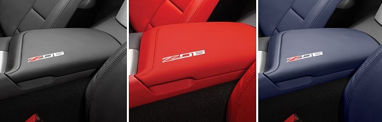 C7 Z06 Corvette GM Leather Embroidered Z06 Logo Console Lid