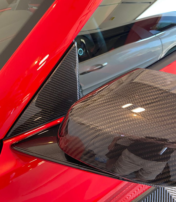 2020-2025 C8 Corvette Carbon Fiber Exterior A-Pillar Triangle Replacements