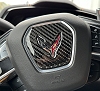 2020-2024 C8 Corvette Carbon Fiber Steering Wheel Horn Button Cover Overlay