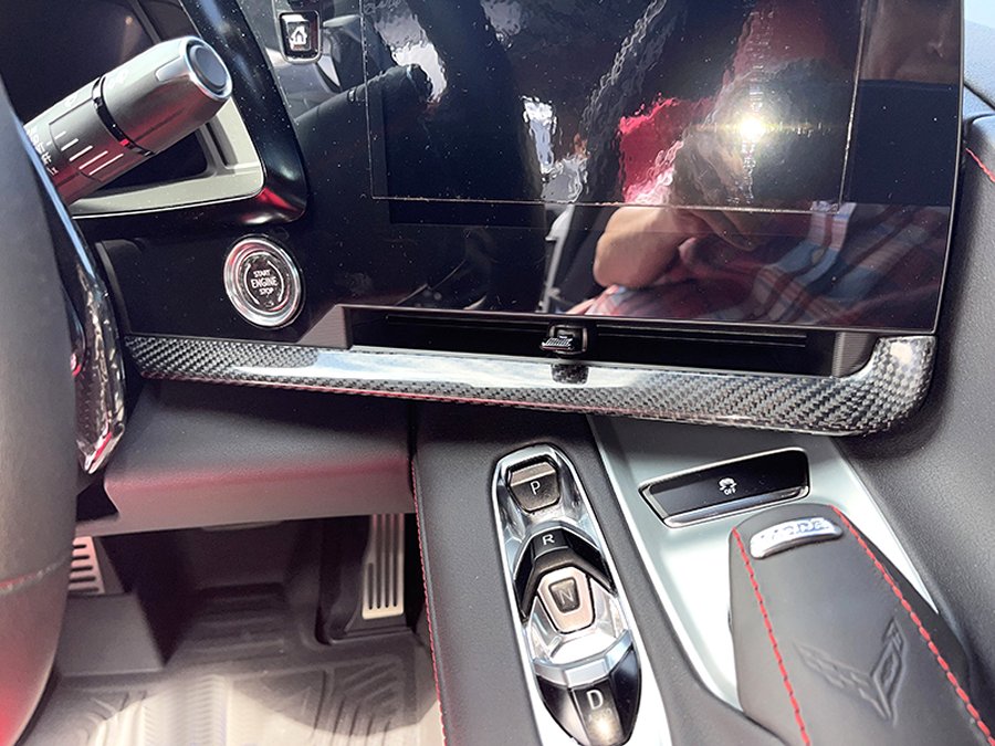 2020-2025 C8 Corvette High Gloss Carbon Fiber Infotainment Screen Trim Overlay