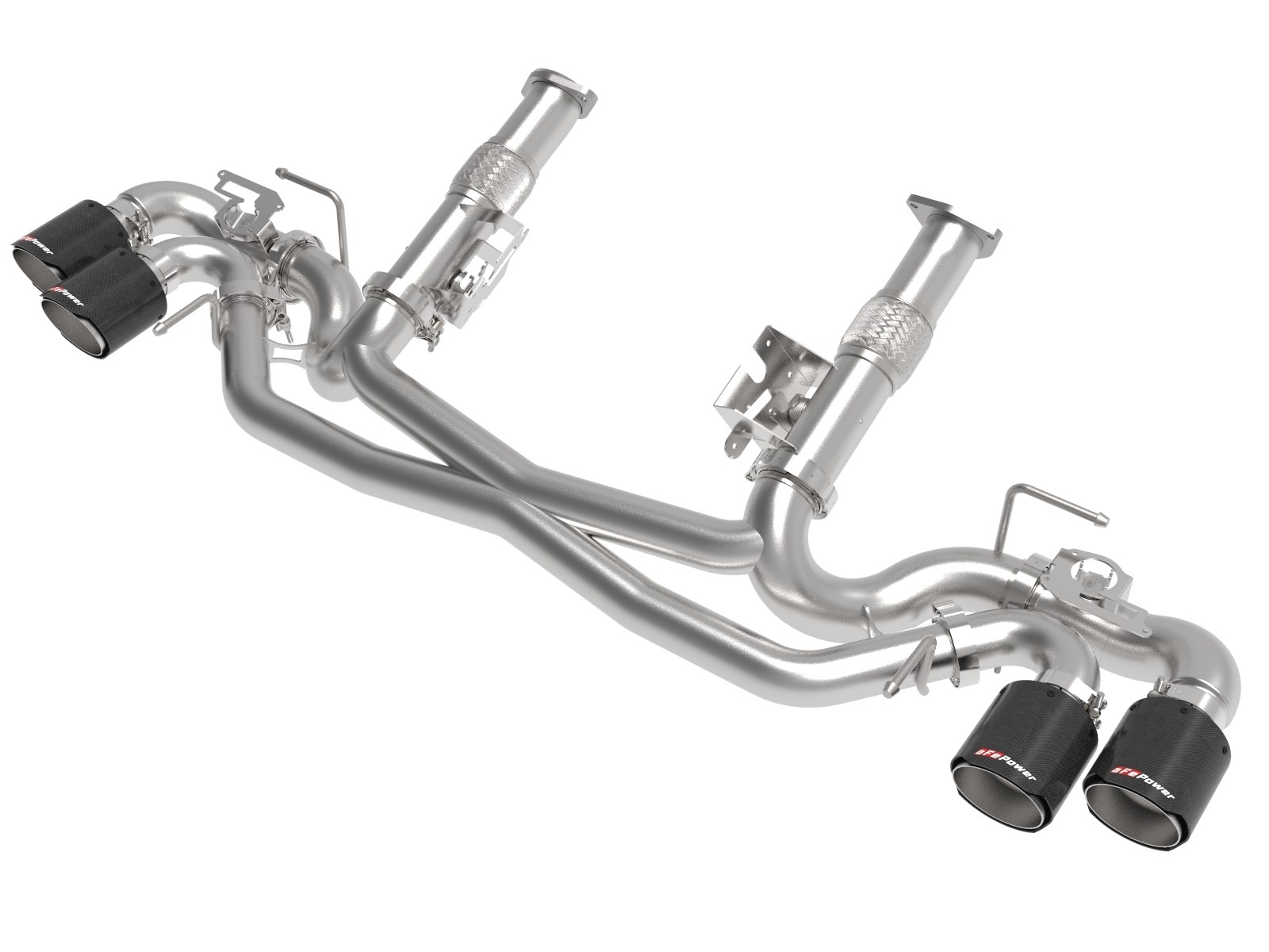 C8 Corvette AFe MACH Force XP Exhaust w/o Mufflers w/Black Tips NPP