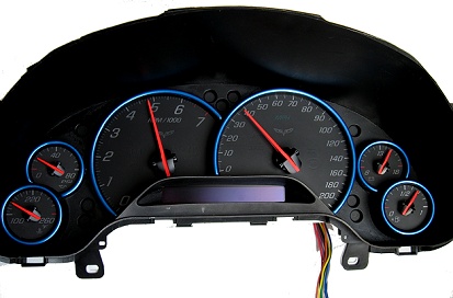 C6 Corvette Painted Dash Gauge Bezels Rings