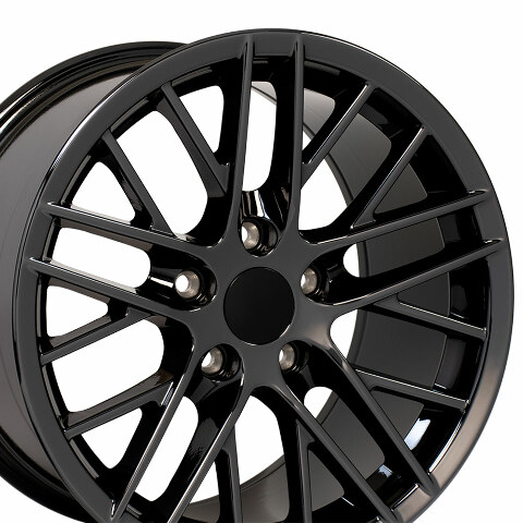 19" Replica Wheel CV08B Fits Corvette - C6 ZR1 Rim 19x10 Black Chrome Wheel