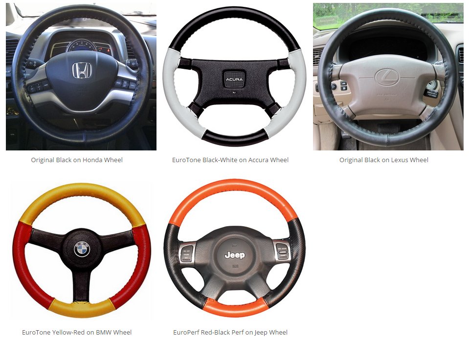 AUTOSW-1004 Beige & Black Cowhide Steering Wheel Cover, For All Vehicl