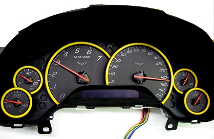 C6 Corvette Painted Dash Gauge Bezels Rings