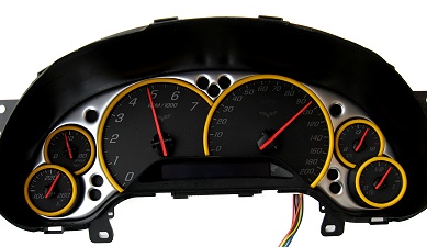 C6 Corvette Painted Dash Gauge Bezels Rings