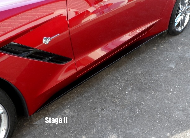C7 Corvette stage II side skirts painted Carbon Flash Metallic